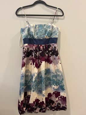 Floral Print Spaghetti Strap Dress in Blue and Purple- Max and Cleo